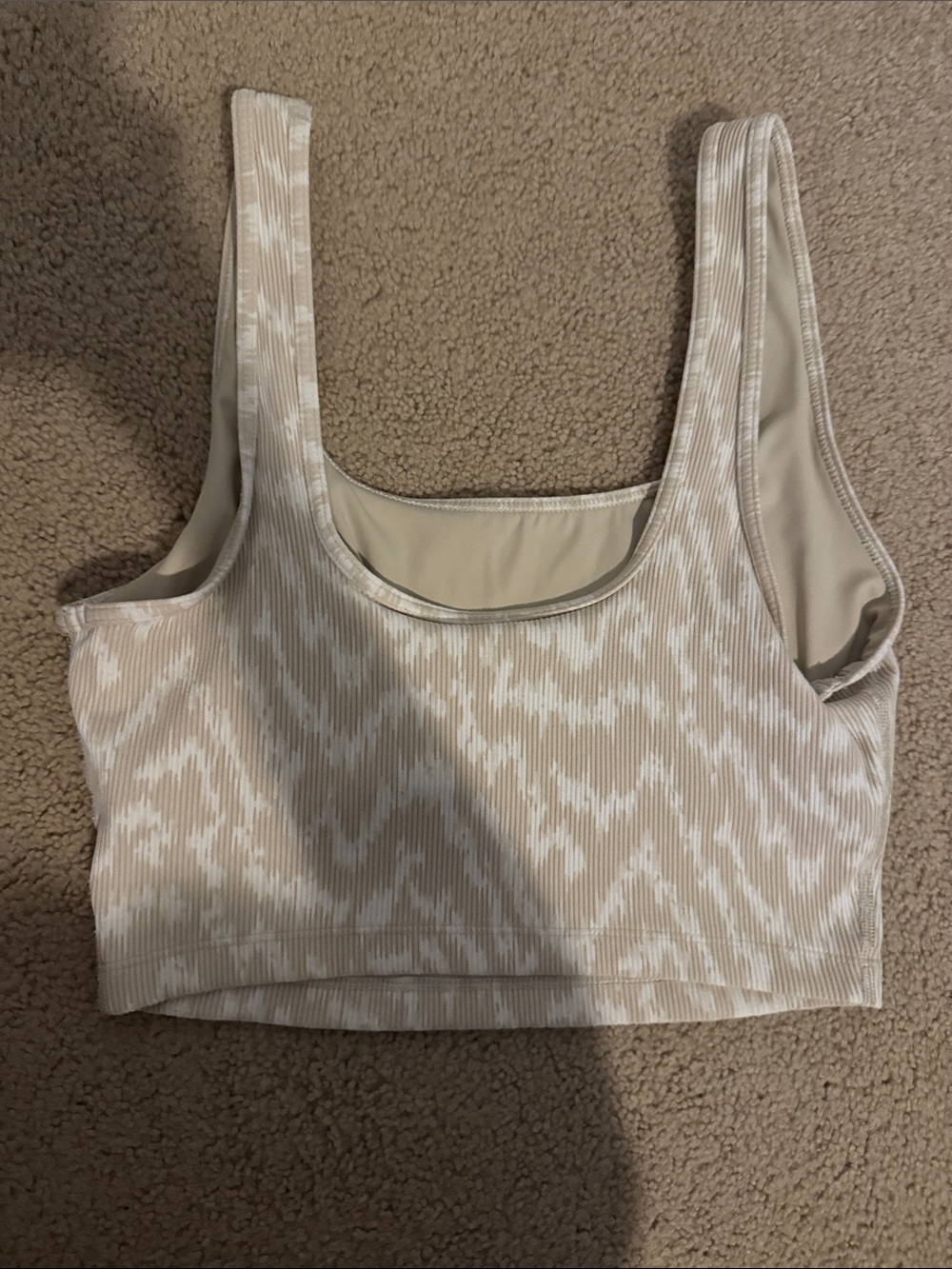 Offline Neutral Patterned Ribbed Crop Tank Top SIZE MEDIUM - Picture 2 of 2